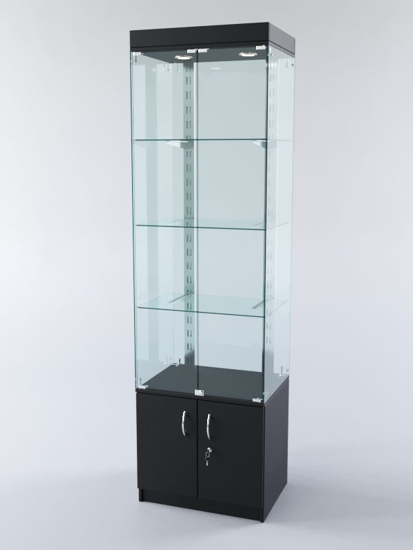 Витрина ХАЙТЕК КВАДРО №2-1 (задняя стенка - стекло), Черный