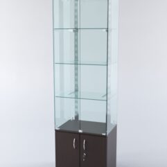 Витрина ХАЙТЕК КВАДРО №2-1 (задняя стенка - стекло), Дуб Венге