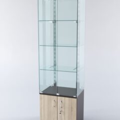 Витрина ХАЙТЕК КВАДРО №2-1 (задняя стенка - стекло), Дуб Венге + Дуб Сонома