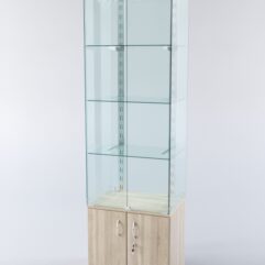 Витрина ХАЙТЕК КВАДРО №2-1 (задняя стенка - стекло), Дуб Сонома