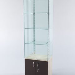 Витрина ХАЙТЕК КВАДРО №2-1 (задняя стенка - стекло), Дуб Сонома + Дуб Венге