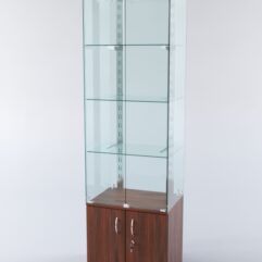 Витрина ХАЙТЕК КВАДРО №2-1 (задняя стенка - стекло), Орех