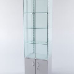 Витрина ХАЙТЕК КВАДРО №2-1 (задняя стенка - стекло), Серый