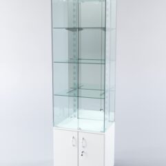 Витрина ХАЙТЕК КВАДРО №2-2 (задняя стенка - зеркало), Белый