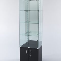 Витрина ХАЙТЕК КВАДРО №2-2 (задняя стенка - зеркало), Черный