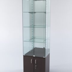 Витрина ХАЙТЕК КВАДРО №2-2 (задняя стенка - зеркало), Дуб Венге