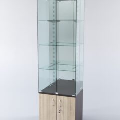 Витрина ХАЙТЕК КВАДРО №2-2 (задняя стенка - зеркало), Дуб Венге + Дуб Сонома