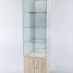 Витрина ХАЙТЕК КВАДРО №2-2 (задняя стенка - зеркало), Дуб Сонома