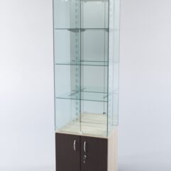 Витрина ХАЙТЕК КВАДРО №2-2 (задняя стенка - зеркало), Дуб Сонома + Дуб Венге