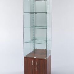 Витрина ХАЙТЕК КВАДРО №2-2 (задняя стенка - зеркало), Орех