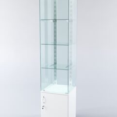 Витрина ХАЙТЕК КВАДРО №3-1 (задняя стенка - стекло), Белый