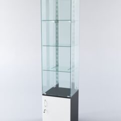 Витрина ХАЙТЕК КВАДРО №3-1 (задняя стенка - стекло), Черный+Белый