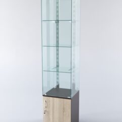 Витрина ХАЙТЕК КВАДРО №3-1 (задняя стенка - стекло), Дуб Венге + Дуб Сонома