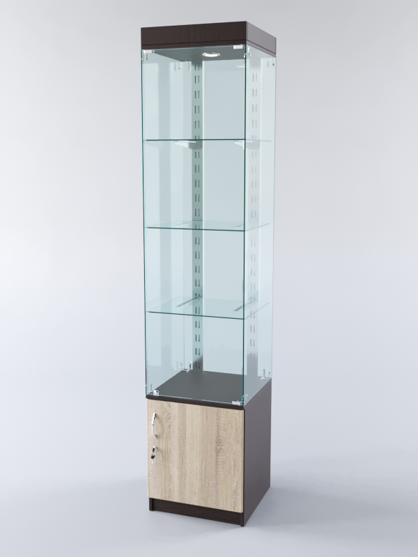 Витрина ХАЙТЕК КВАДРО №3-1 (задняя стенка - стекло), Дуб Венге + Дуб Сонома