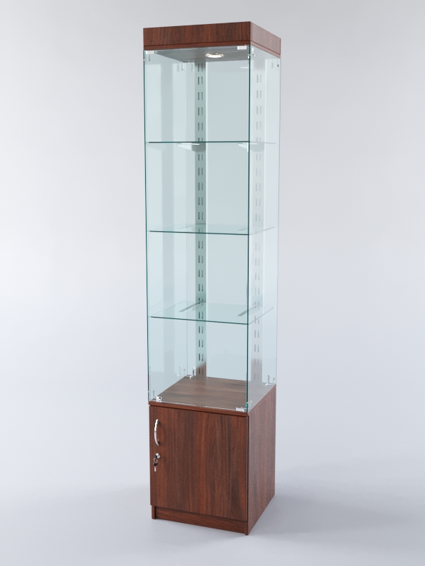 Витрина ХАЙТЕК КВАДРО №3-1 (задняя стенка - стекло), Орех