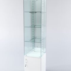 Витрина ХАЙТЕК КВАДРО №3-2 (задняя стенка - зеркало), Белый