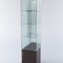 Витрина ХАЙТЕК КВАДРО №3-2 (задняя стенка - зеркало), Дуб Венге