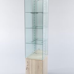 Витрина ХАЙТЕК КВАДРО №3-2 (задняя стенка - зеркало), Дуб Сонома