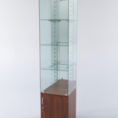 Витрина ХАЙТЕК КВАДРО №3-2 (задняя стенка - зеркало), Орех