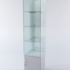 Витрина ХАЙТЕК КВАДРО №3-2 (задняя стенка - зеркало), Серый