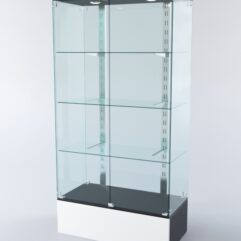 Витрина ХАЙТЕК КВАДРО №4-1 (задняя стенка - стекло), Черный+Белый