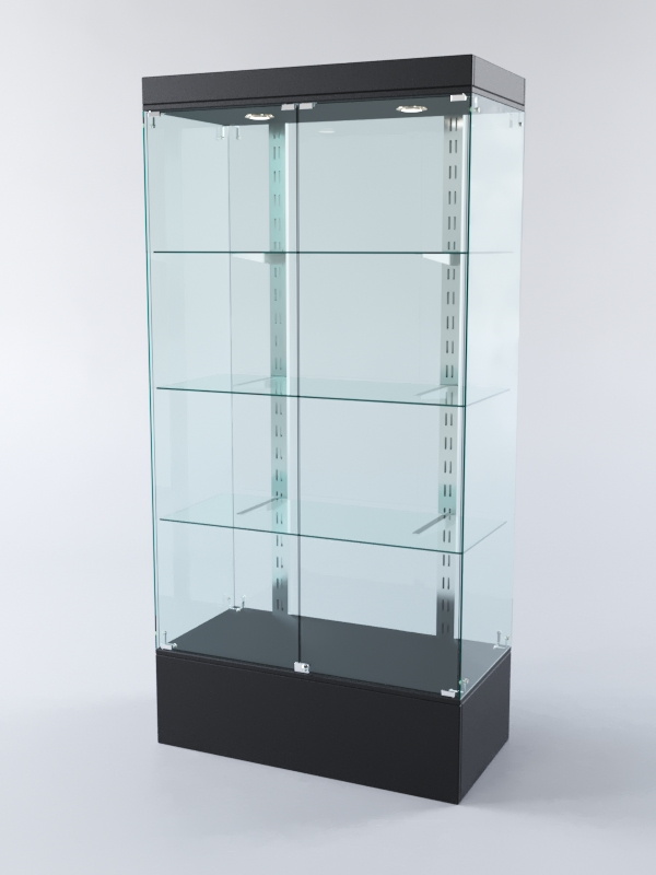 Витрина ХАЙТЕК КВАДРО №4-1 (задняя стенка - стекло), Черный