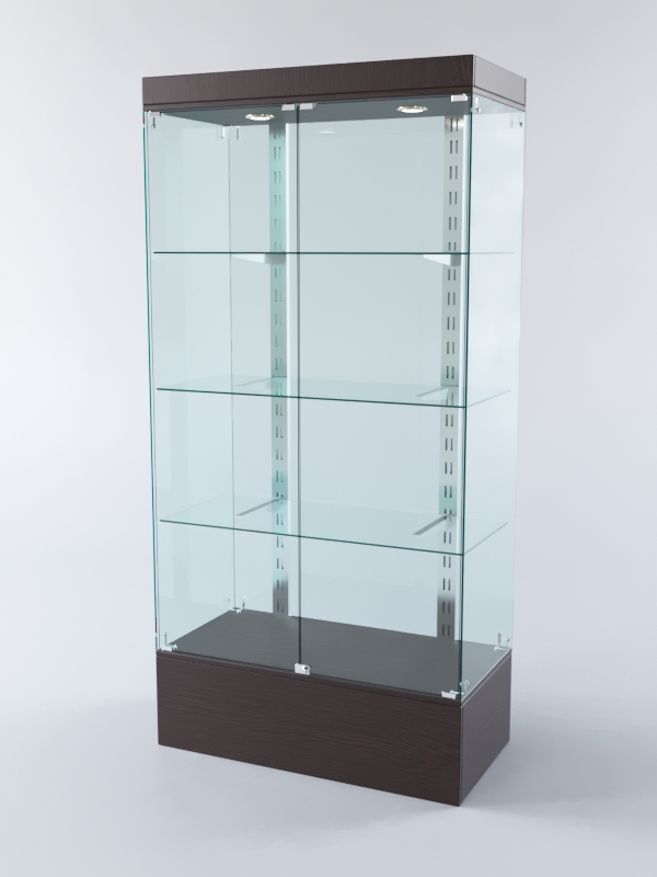 Витрина ХАЙТЕК КВАДРО №4-1 (задняя стенка - стекло), Дуб Венге