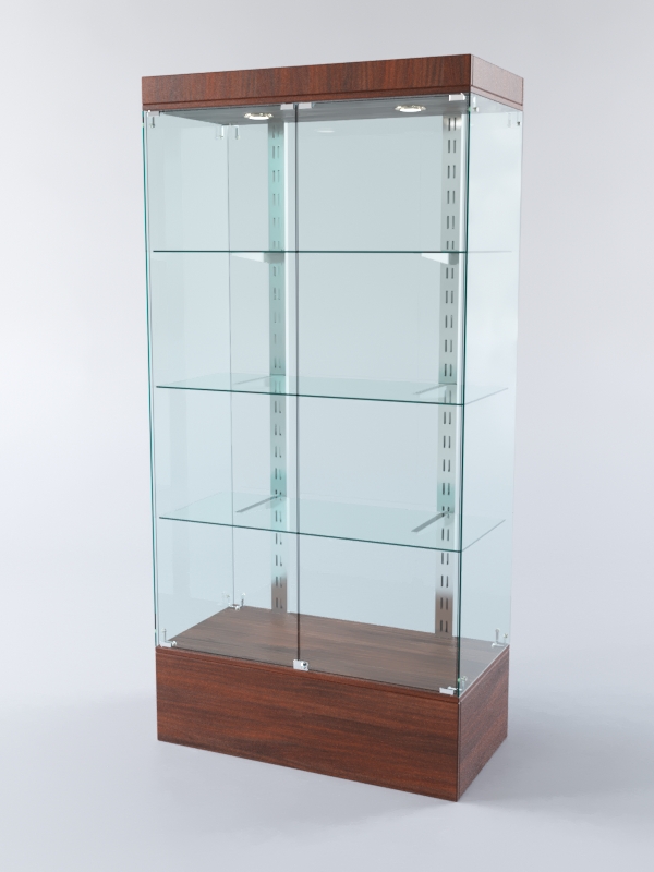 Витрина ХАЙТЕК КВАДРО №4-1 (задняя стенка - стекло), Орех