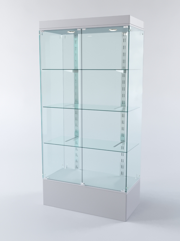 Витрина ХАЙТЕК КВАДРО №4-1 (задняя стенка - стекло), Серый