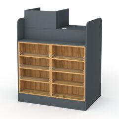 Кассовый стол РИВЬЕРА МОЛДИ №4 (левосторонний), Темно-серый и Дуб Золотистый