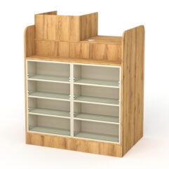 Кассовый стол РИВЬЕРА МОЛДИ №4 (левосторонний), Дуб Золотистый и Крем Вайс