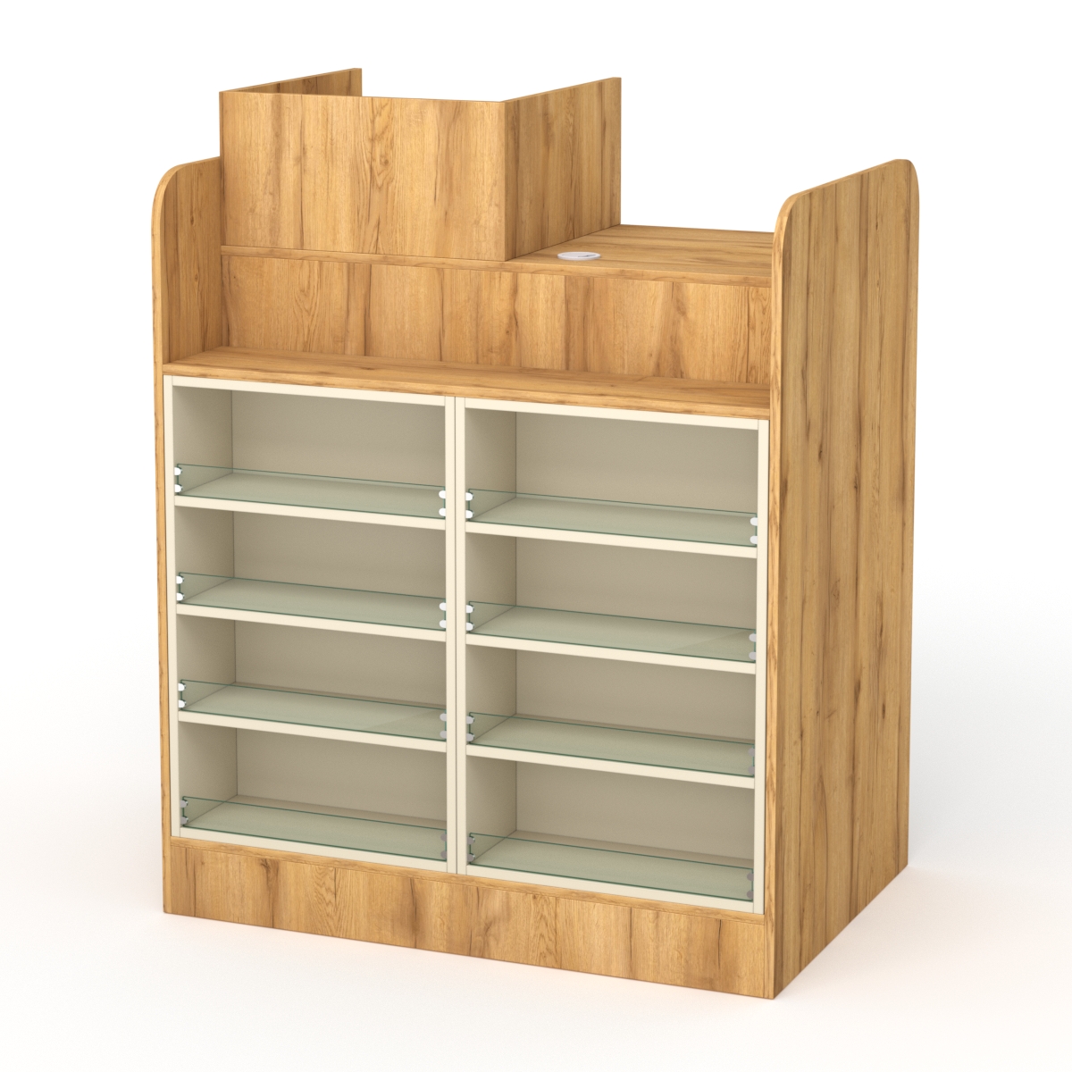 Кассовый стол РИВЬЕРА МОЛДИ №4 (левосторонний), Дуб Золотистый и Крем Вайс