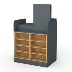 Кассовый стол РИВЬЕРА МОЛДИ №3А (правосторонний), Темно-серый и Дуб Золотистый