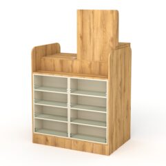 Кассовый стол РИВЬЕРА МОЛДИ №3А (правосторонний), Дуб Золотистый и Крем Вайс