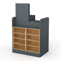 Кассовый стол РИВЬЕРА МОЛДИ №4А (левосторонний), Темно-серый и Дуб Золотистый