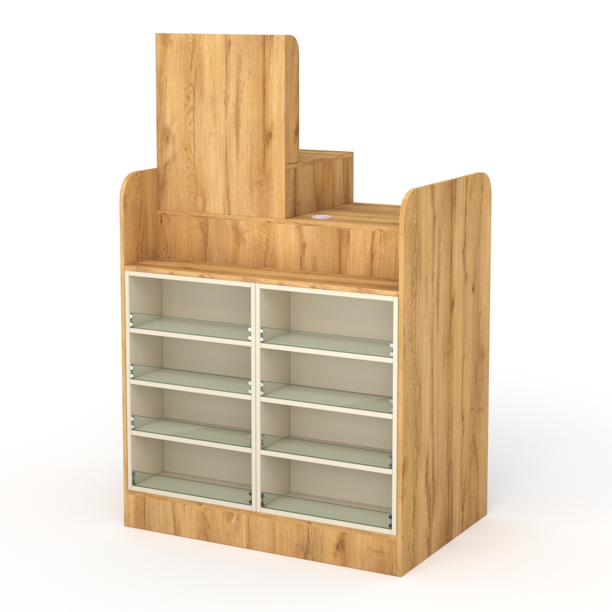 Кассовый стол РИВЬЕРА МОЛДИ №4А (левосторонний), Дуб Золотистый и Крем Вайс