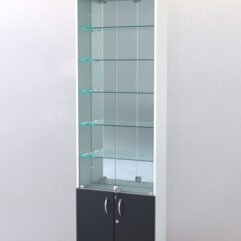 Витрина ШАЛОСТЬ №1-2-600 (задняя стенка зеркало), Белый + Черный