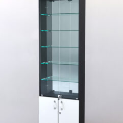 Витрина ШАЛОСТЬ №1-2-600 (задняя стенка зеркало), Черный + Белый