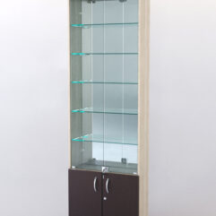 Витрина ШАЛОСТЬ №1-2-600 (задняя стенка зеркало), Дуб Сонома + Дуб Венге