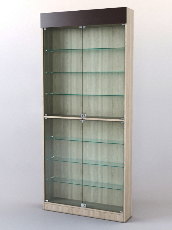 Витрина ШАЛОСТЬ №2-1-900 (задняя стенка ДВП), Дуб Сонома + Дуб Венге