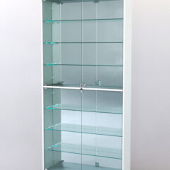 Витрина ШАЛОСТЬ №2-2-900 (задняя стенка зеркало), Белый + Черный