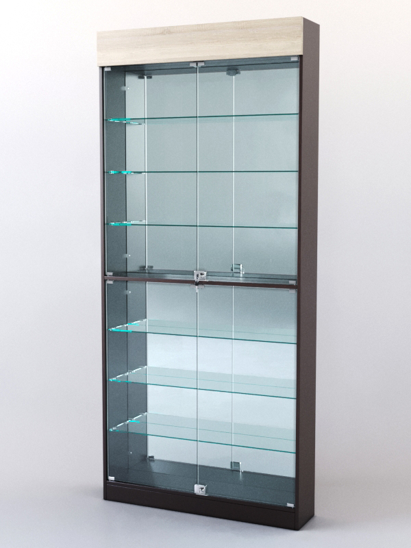 Витрина ШАЛОСТЬ №2-2-900 (задняя стенка зеркало), Дуб Сонома + Дуб Венге