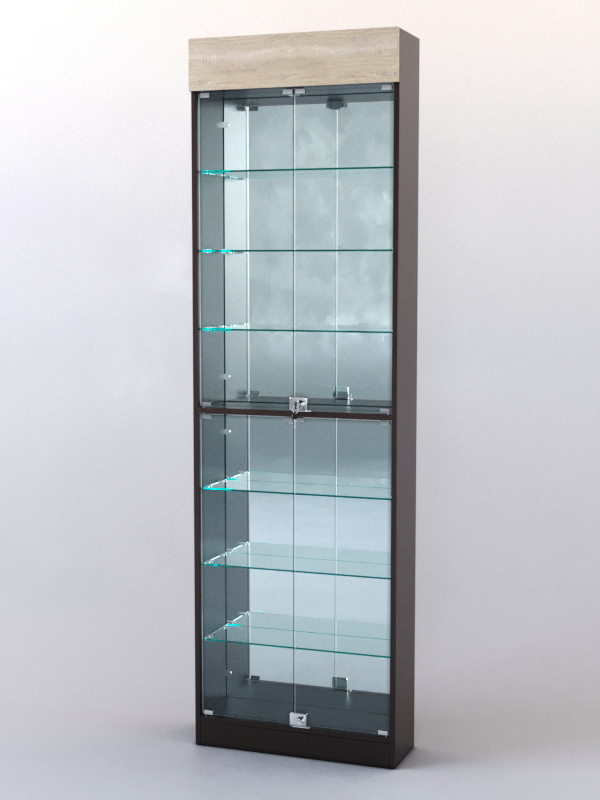 Витрина ШАЛОСТЬ №2-2-600 (задняя стенка зеркало), Дуб Венге + Дуб Сонома