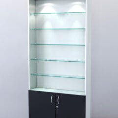 Стеллаж ШАЛОСТЬ №1-1-900 (задняя стенка ДВП), Белый + Черный