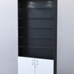 Стеллаж ШАЛОСТЬ №1-1-900 (задняя стенка ДВП), Черный + Белый