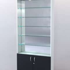 Стеллаж ШАЛОСТЬ №1-2-900 (задняя стенка зеркало), Белый + Черный