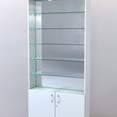 Стеллаж ШАЛОСТЬ №1-2-900 (задняя стенка зеркало), Белый