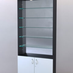 Стеллаж ШАЛОСТЬ №1-2-900 (задняя стенка зеркало), Черный + Белый