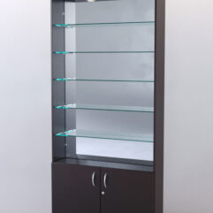 Стеллаж ШАЛОСТЬ №1-2-900 (задняя стенка зеркало), Дуб Венге