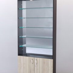 Стеллаж ШАЛОСТЬ №1-2-900 (задняя стенка зеркало), Дуб Венге + Дуб Сонома